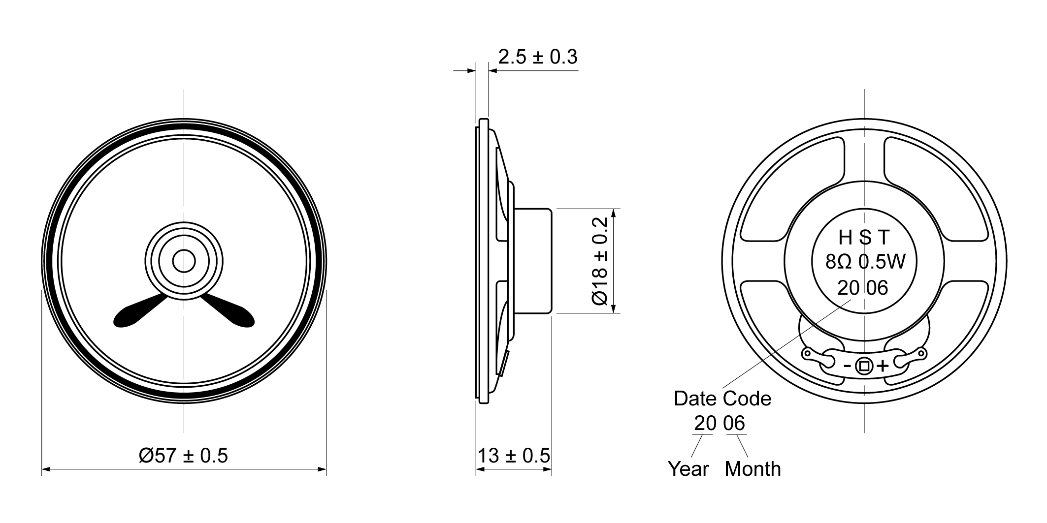 LI57R-13H0.5W8 Mechanical Drawing